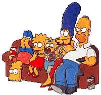 All of the Simpsons on their famous couch